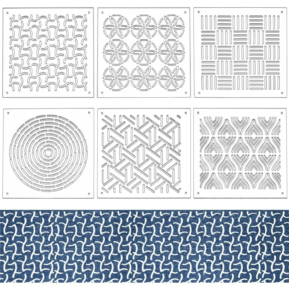 6 Stück Acryl Sashiko Schablone quadratische Textur Kreis Linie Muster Stickerei Werkzeug Zeichnung Linie Vorlage für Hand Quilten