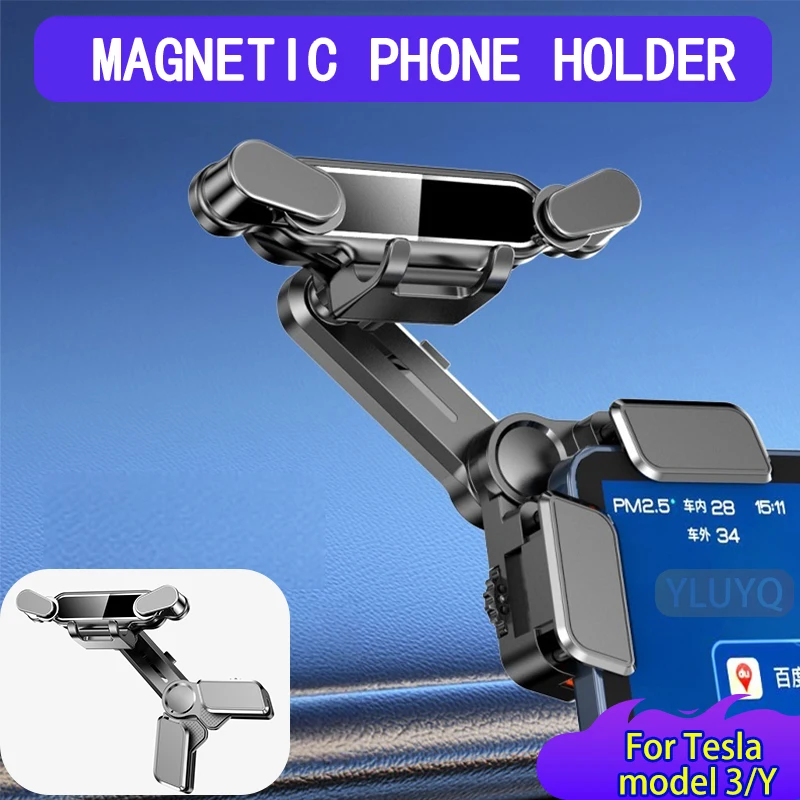 

For Tesla Model 3 Y magnetic phone holder gravity stand suitable for Apple, Samsung, Xiaomi, etc. car accessories