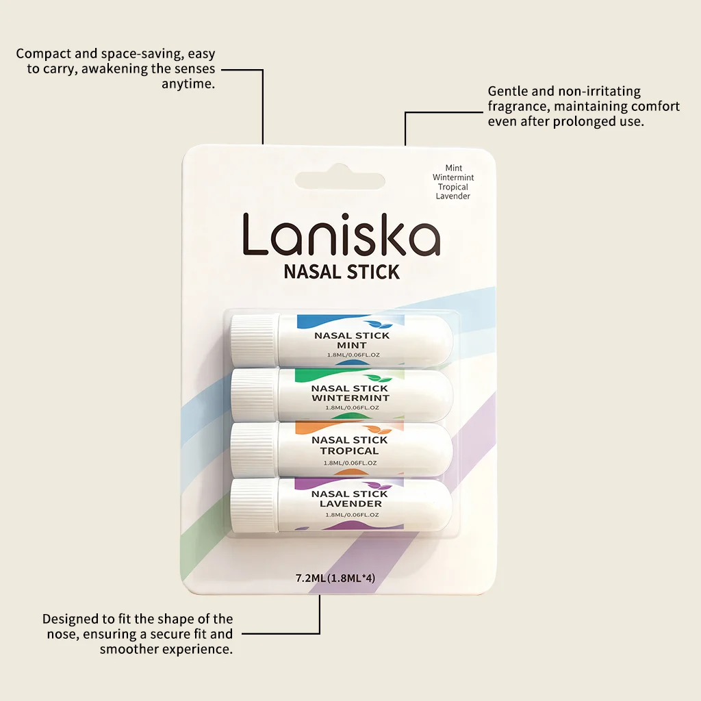 Refreshing Nasal Stick Set Prevent Drowsy Driving Boosts Focus Clear Mind Fresh Mint Relaxation Aromatherapy Inhaler Energy Bar