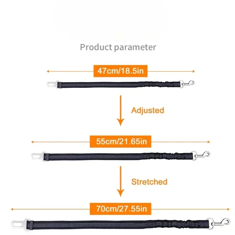 ไนลอนสุนัขรถที่นั่งเข็มขัดสายรัดสะท้อนแสงปรับ CUSHIONING ความยืดหยุ่นสายจูงความปลอดภัยรถท่องเที่ยวสัตว์เลี้ยงแมวสุนัขอุปกรณ์เสริม