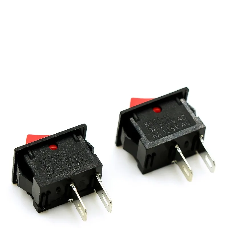 2PCS/lot KCD1-11-2P Small Boat Switch Switch Pushbutton Switch RED AC 250V 3A