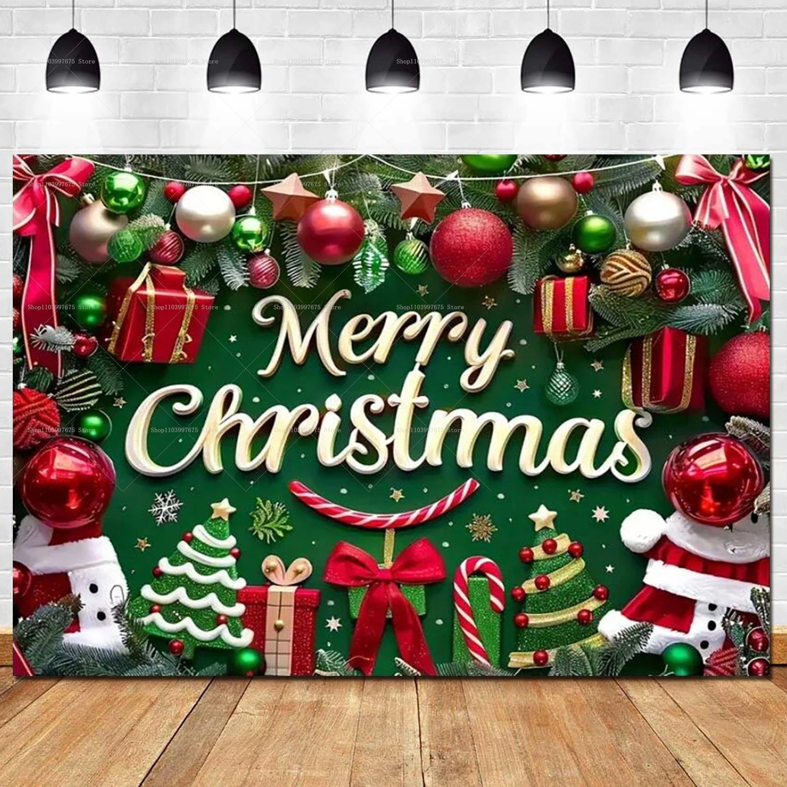 Frohe Weihnachten Kulissen Girlande Glocke Geschenke Dekor Fotografie Hintergrund Banner Photo Booth Requisiten Familie Geschenke Party Supplies