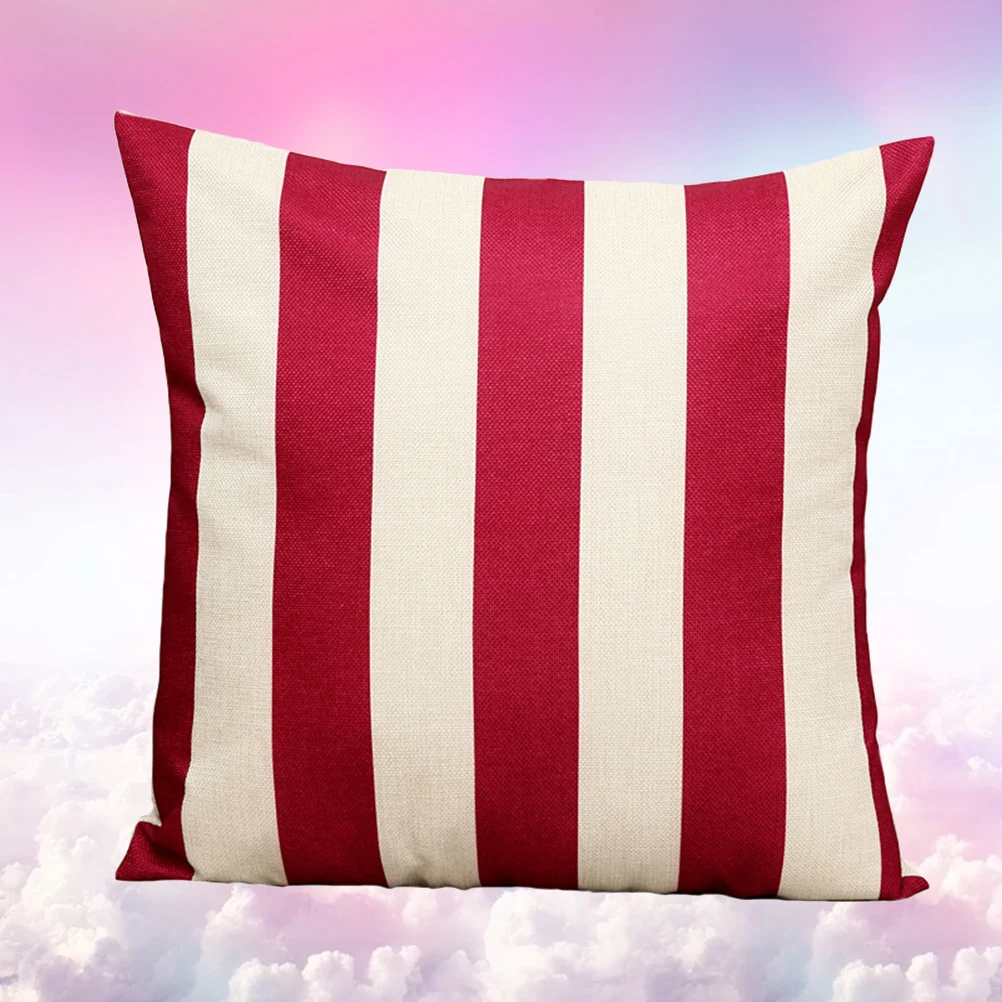 

1Pcs 45x45cm Red Throw Pillow Case Cover Sofa Cushion with Stripes Style Decorative Pillow Cover for Living Room Lounge Kissen