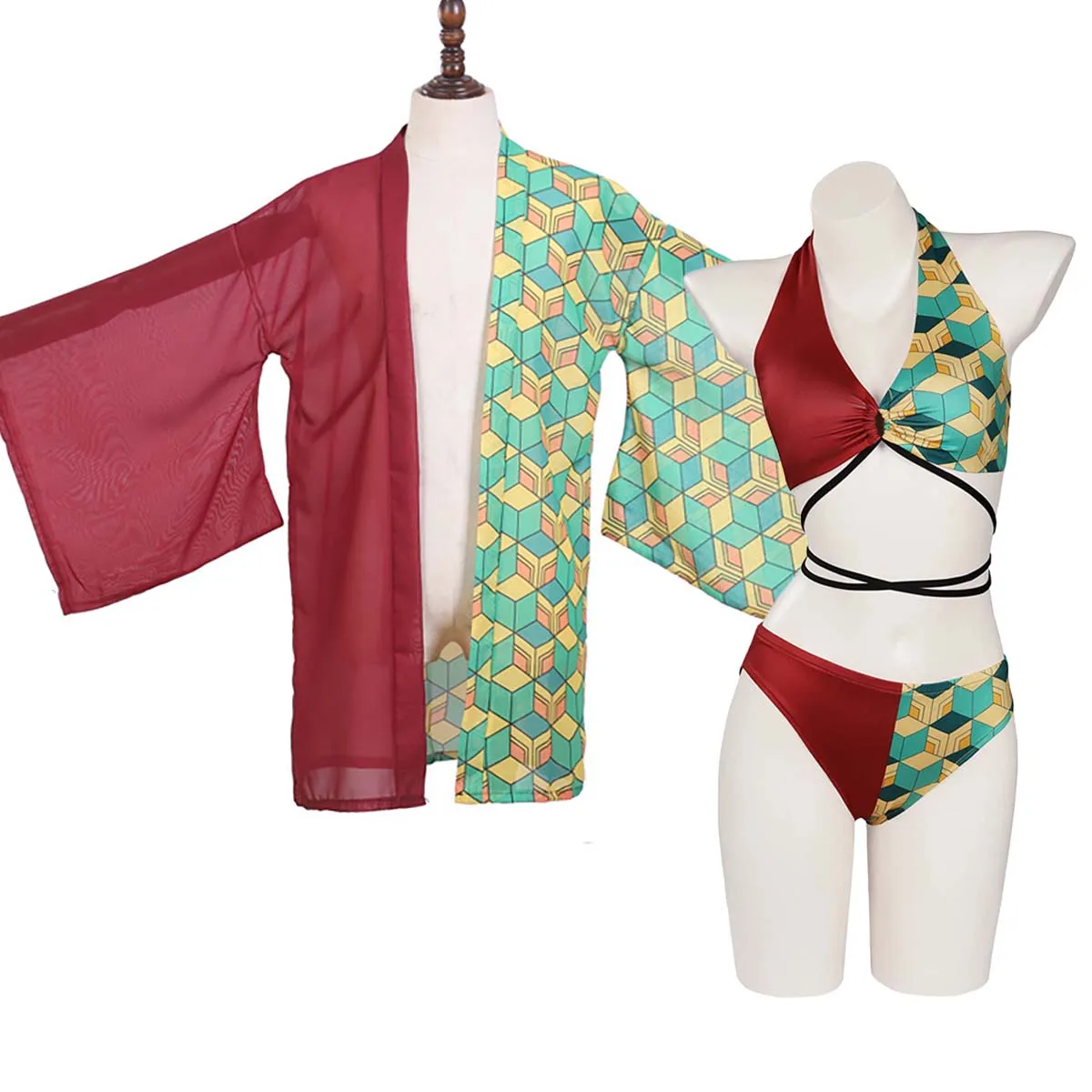 

Аниме Demon Slayer Tanjirou Nezuko Tomioka Giyuu женский купальник-бикини из трех предметов