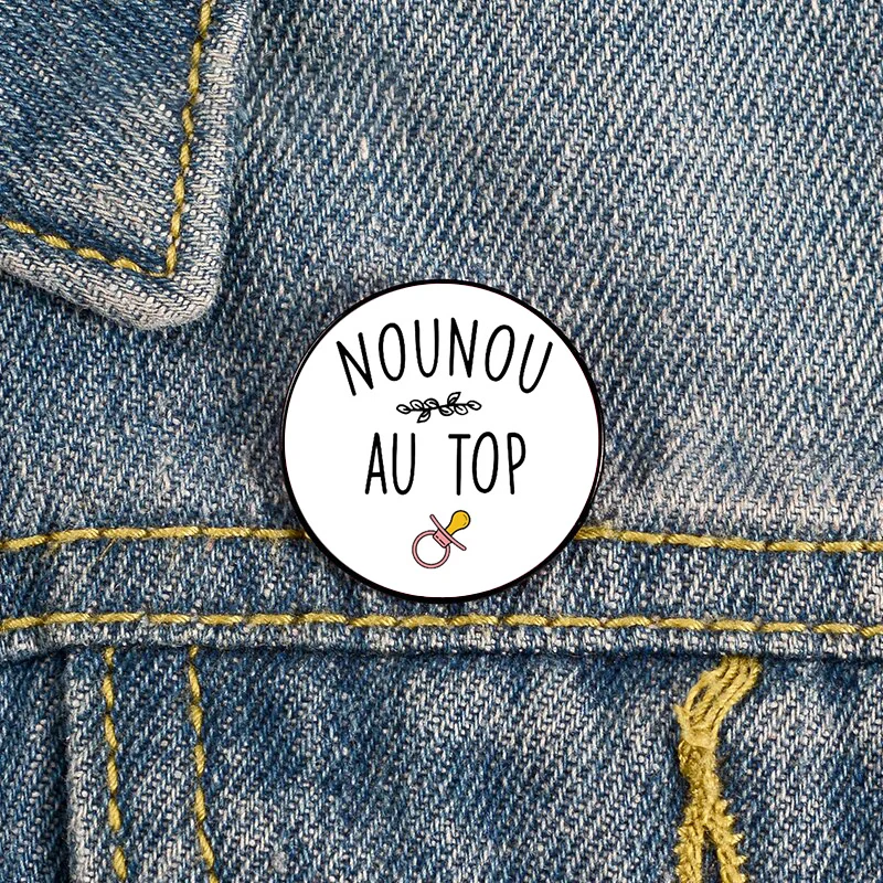 NOUNOU AU TOP Small Yellow Pacifier Pin Custom Neurodivergent Brooches Shirt Lapel teacher tote Bag backpacks Badge gift pins