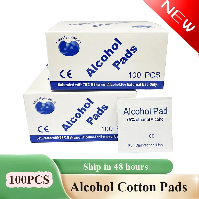 50/100 Buah/Kotak Bantalan Kapas Alkohol Sekali Pakai Tisu Disinfektan Tablet Alkohol Pembersih Kulit Alat Perawatan Telinga Tersumbat