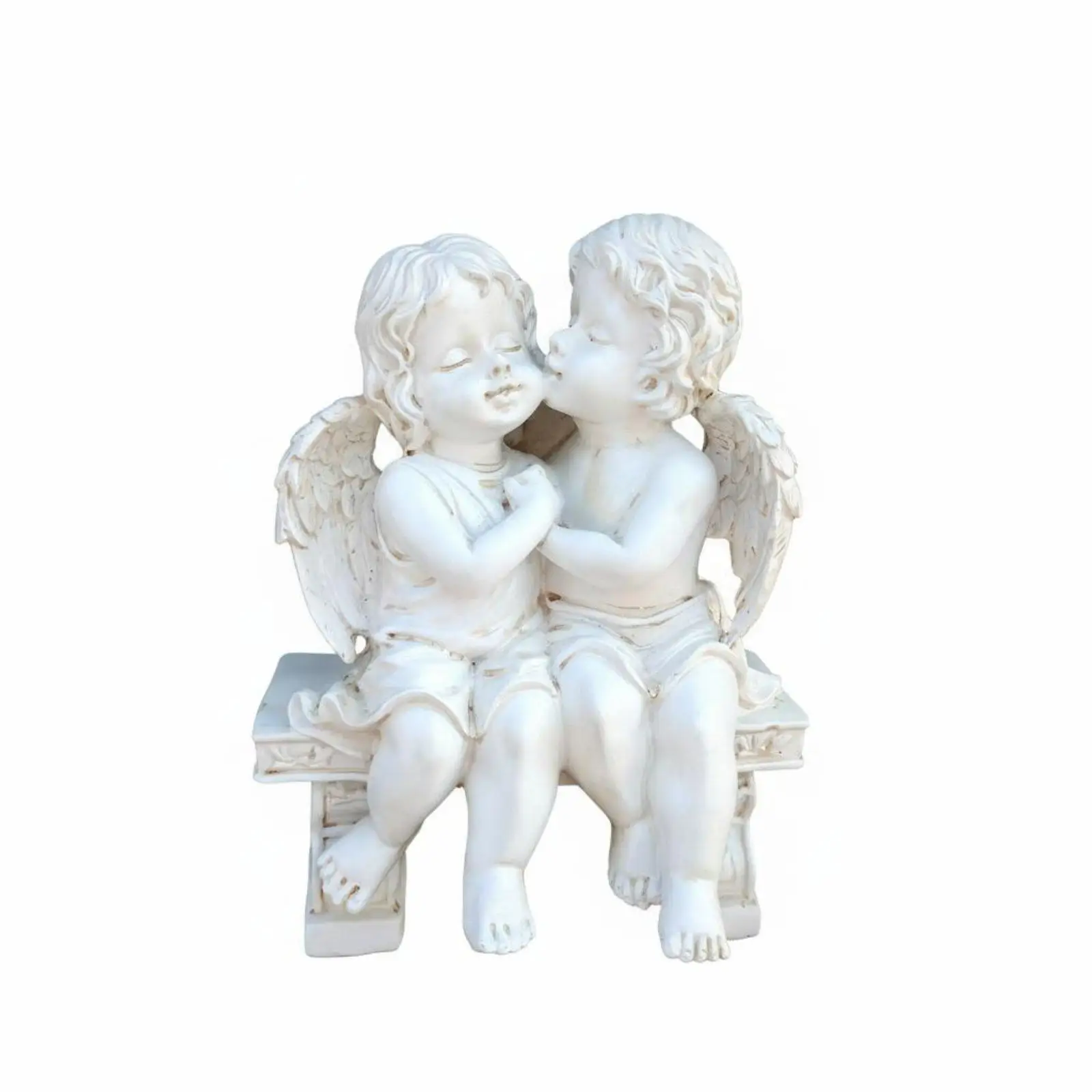 Kissing Angels Figurine Resin Craft Sculpture for Living Room Shelf Decor Cozy Home Decorative Ornament Couples Gift