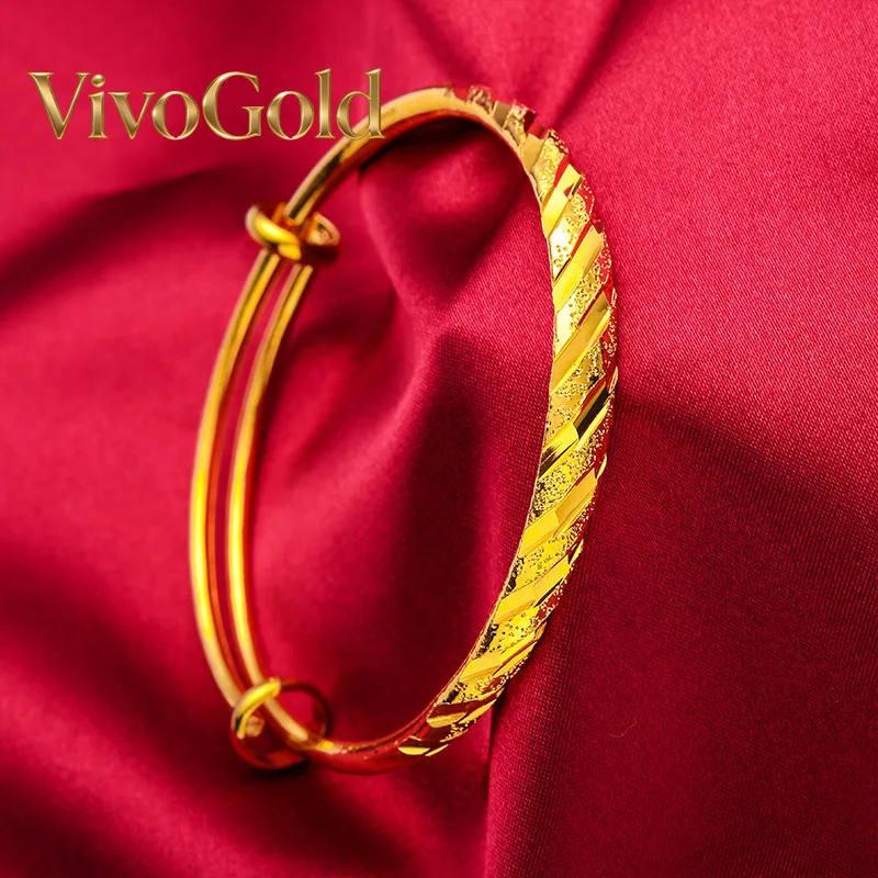 

VivoGold VivoGold Starry Sky Push-Pull Round Bracelet for Women, 24K Gold, AU999 | Matte gold with starburst texture, subtle gla