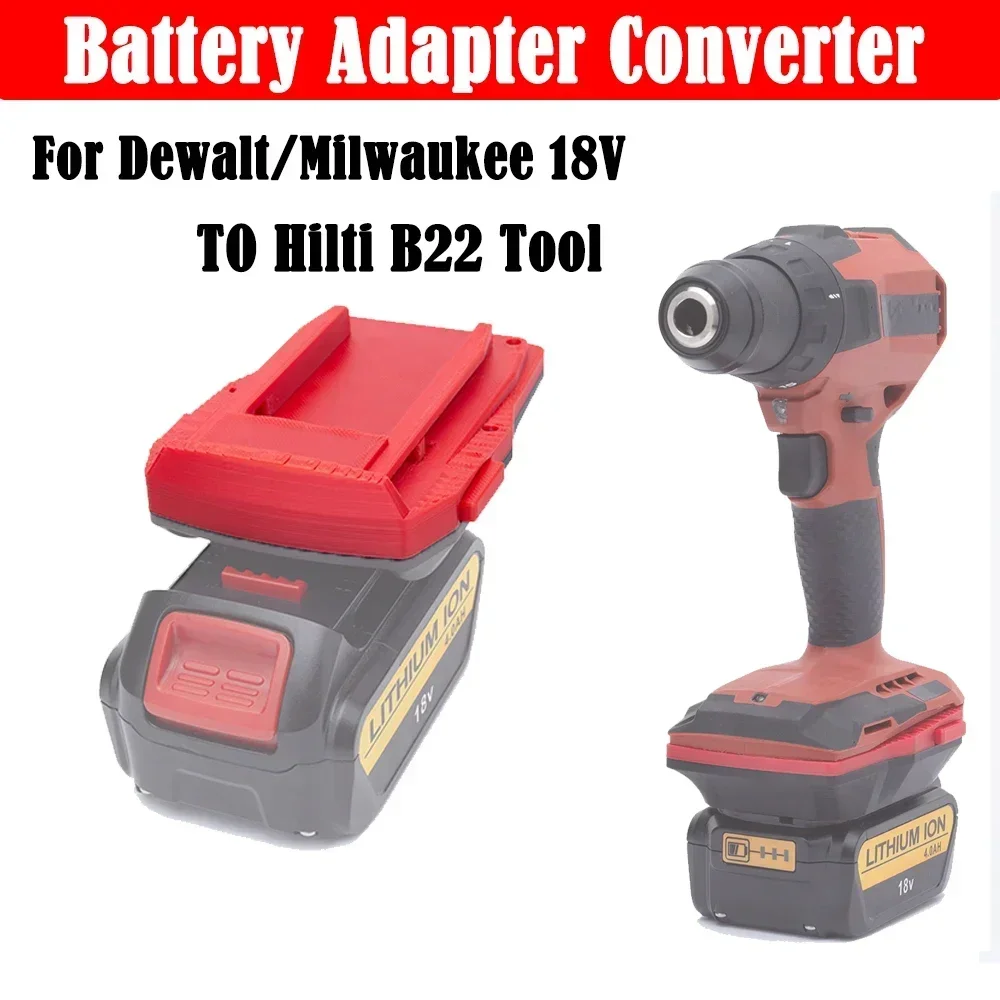Adaptador para Hilti B22 22v Ferramentas Elétricas de Perfuração Compatível com Dewalt Milwaukee Conversor de Bateria de Lítio 18v sem Bateria