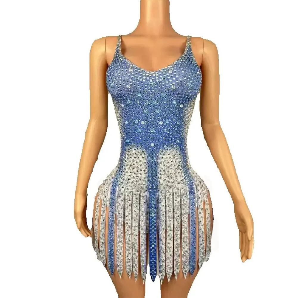 

Sparkly Rhinestones Sexy Suspenders Bodysuit Women Nightclub Performance Dance Costume Singer Dancer Leotard Show Stage Wear