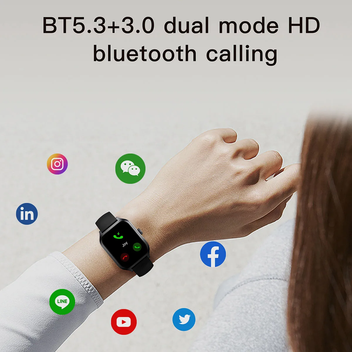 ساعة ذكية Pinteek مقاس 1.96 بوصة مربعة الصحة للأكسجين في الدم/HR/BP تتبع BT مكالمات متعددة اللغات + بطارية 7 أيام ومقاومة للماء يوميًا