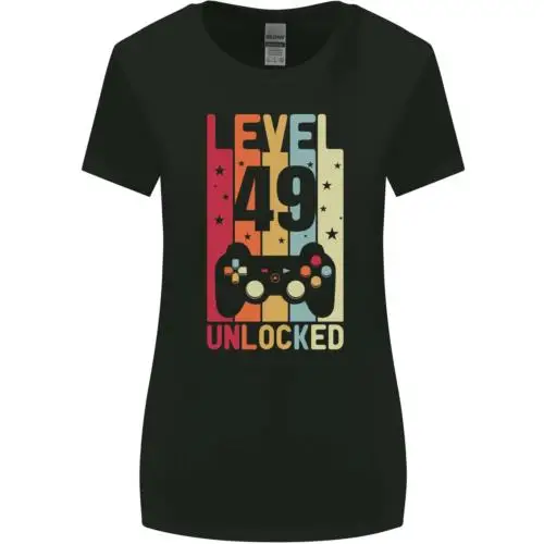 49th Birthday 49 Year Old Level Up Gaming Womens Wider Cut T-Shirt