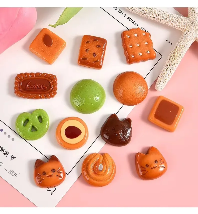 10pcs Resin Fake Chocolate Biscuit Series Miniatures Flatback Cabochon Scrapbook Embellishments DIY Charms Accessories