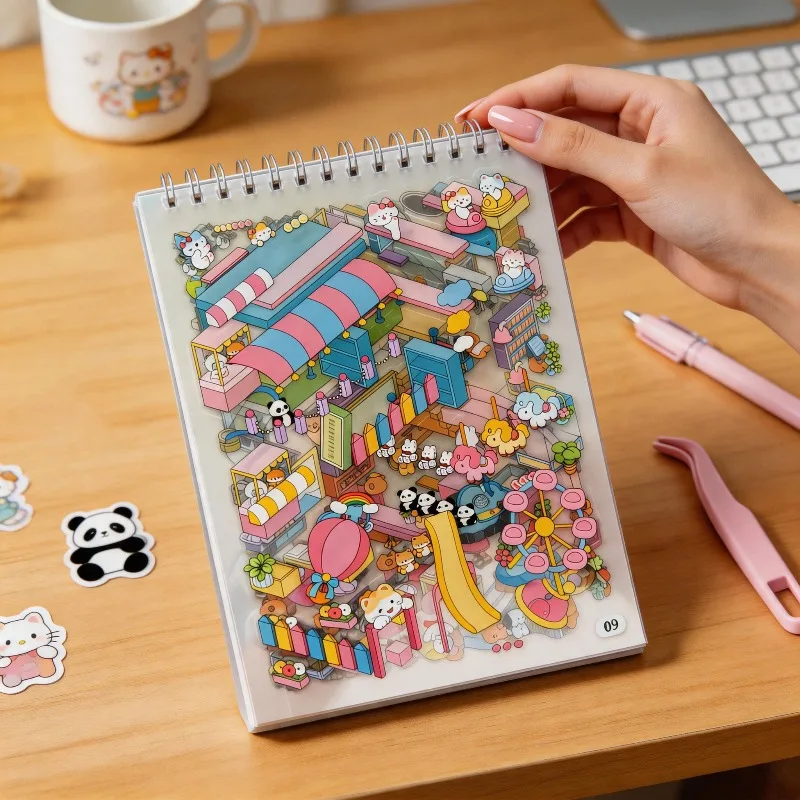 

3D Scene Sticker Book Offering 8 Different Mini Scenes for DIY Mini Houses Journal Decorations and As A Cartoon Sticker Library