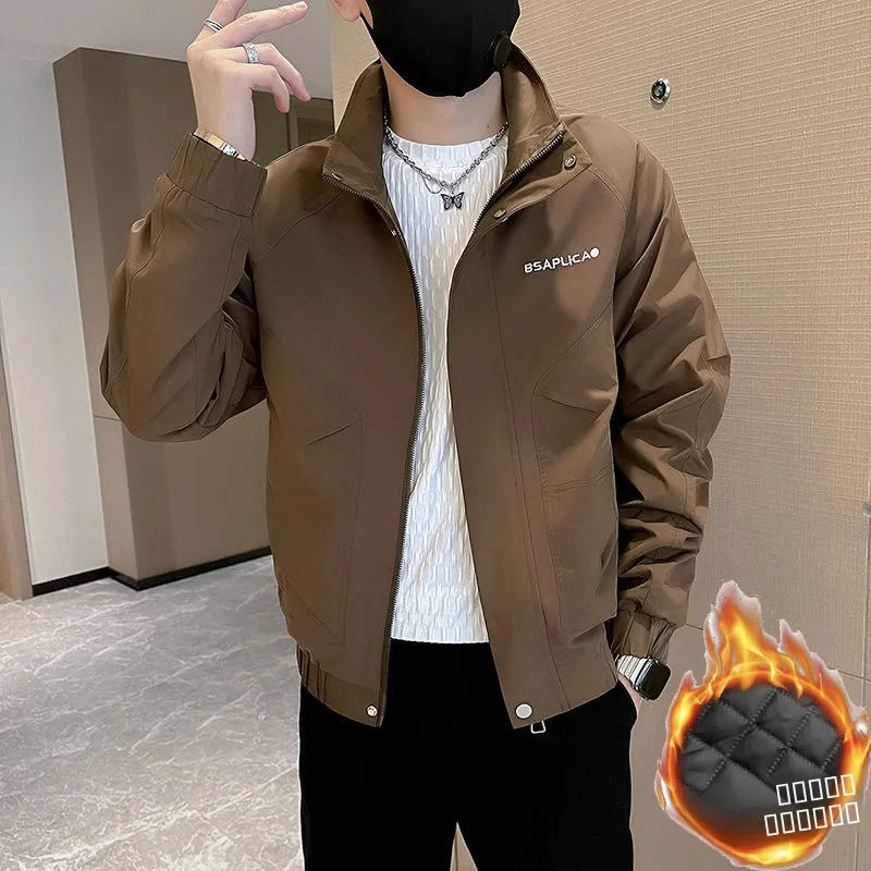 

Модная хлопковая рабочая куртка с вышивкой, мужская повседневная весенняя модная куртка свободного кроя с длинными рукавами, застежкой-молнией, без капюшона