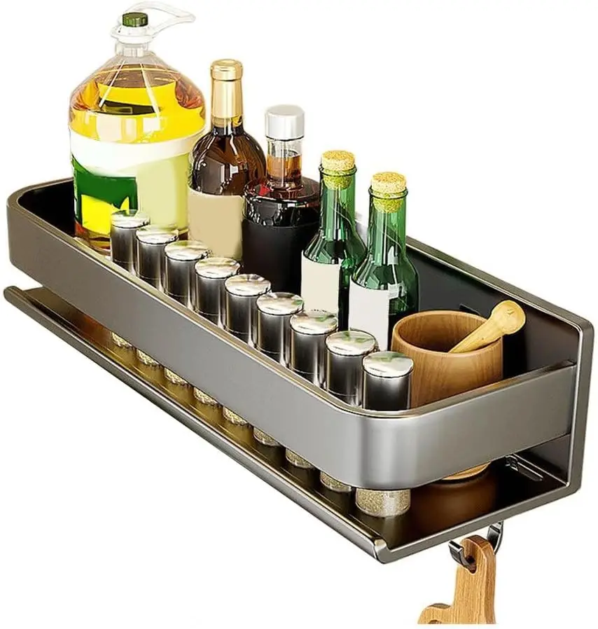 

Container rack above the stove rack, spice rack, wall mounted spice storage rack, suitable for stove cabinets and pantry