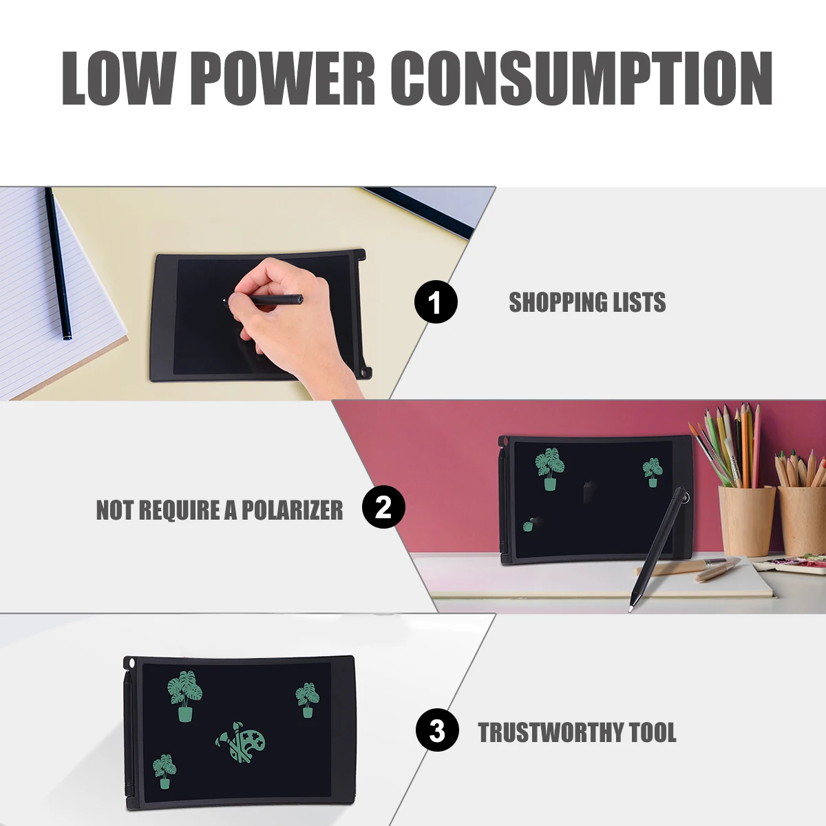 

8.5 Inch Electronic Handwriting Board LCD Writing Tablet Portable Drawing Plate for Notes Sketching Math Use Black