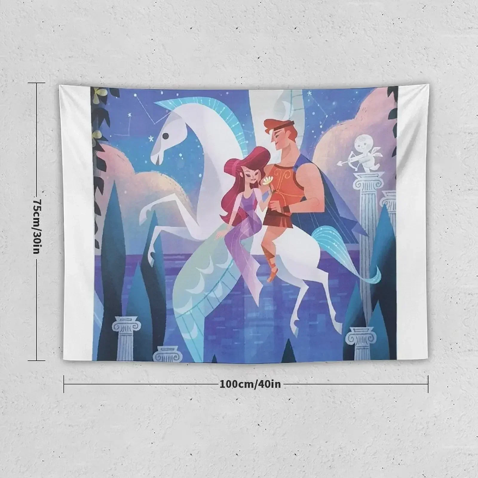 Hercules, Meg & Pegasus Tapestry Aesthetic Room Decoration Carpet Wall Tapestry