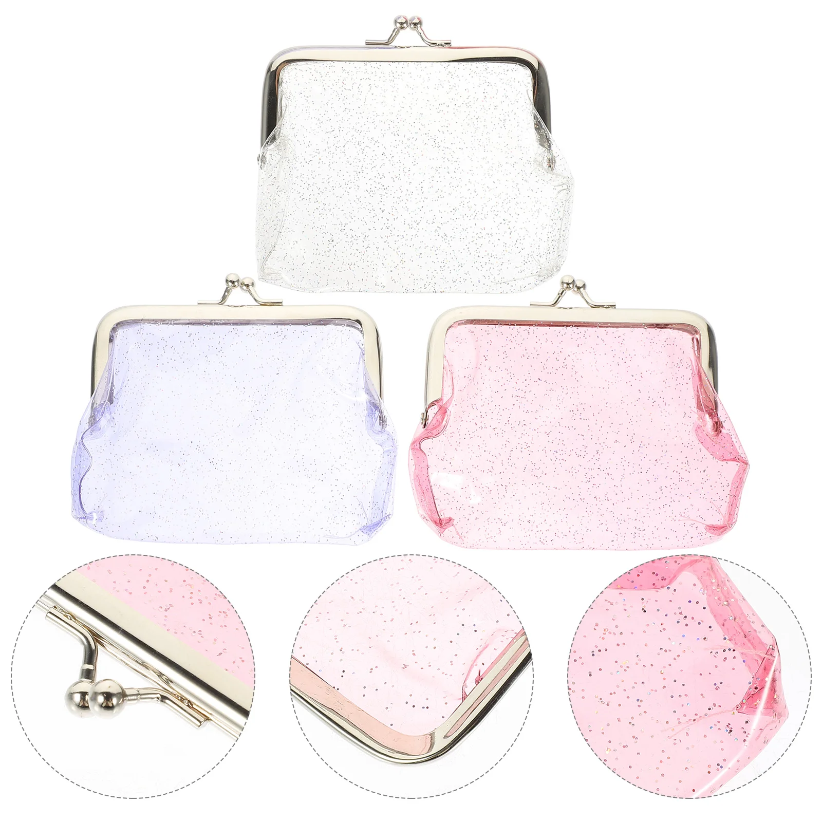 

3 Pcs Transparent Coin Purse PVC Jelly Wallets Coins Pouches Storage Bag Change for Holder Miss