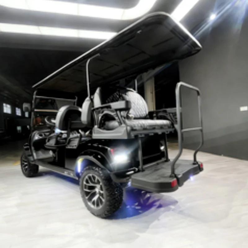 

Новинка 2026 года: Электрический гольф-кар для стрельбища и бездорожья с LED-подсветкой шин и складным ветровым стеклом, 14-дюймовые шины