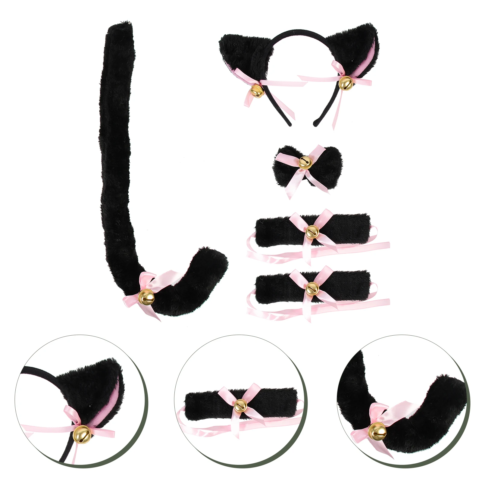 

1 set Cat Ears Headb Black Animal Costume Props Adorable Cat Tail Hair Accessories Kids Party Supplies Festivals Gifts