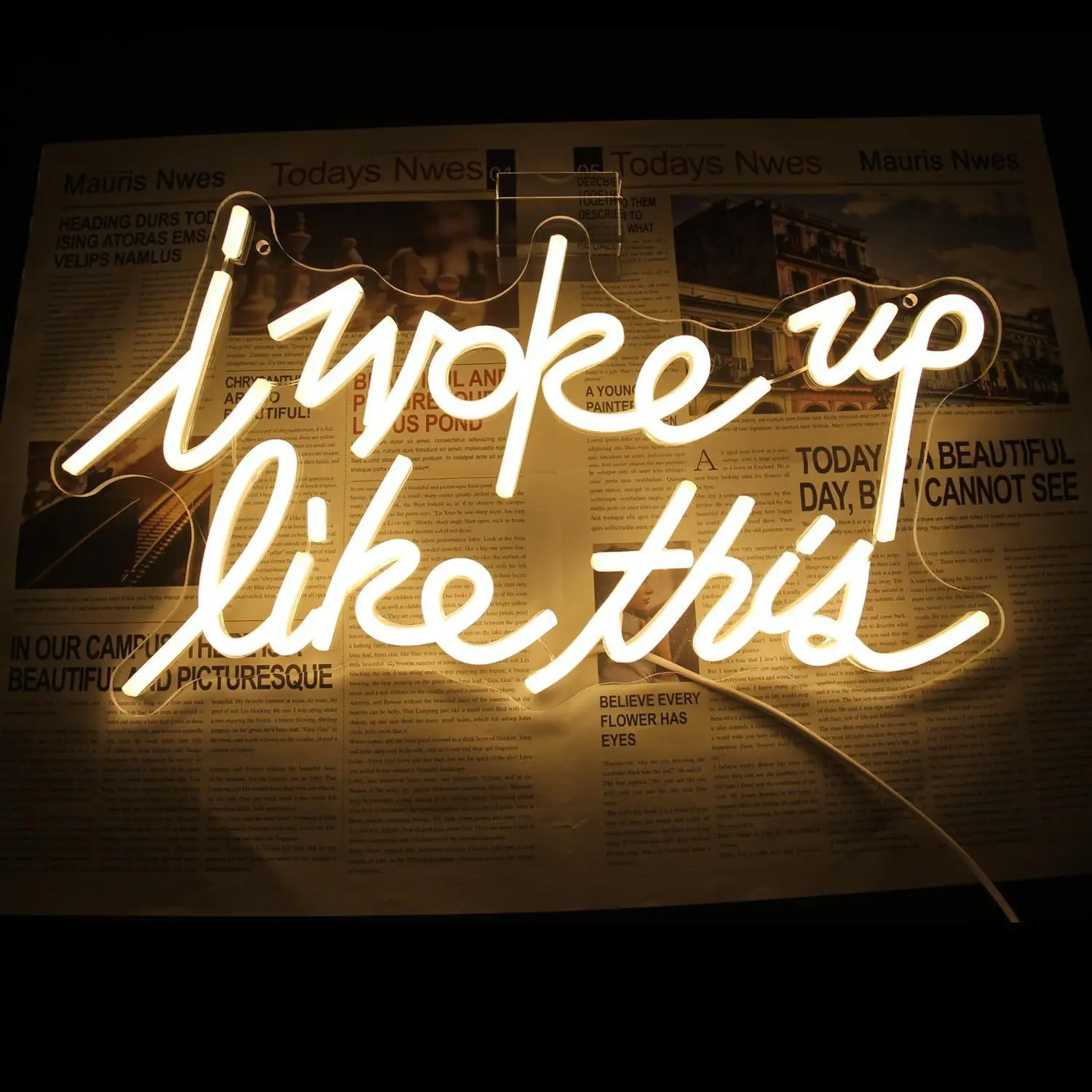 I Woke Up Like This LED Neon Light - USB Powered, With Dimmer, Adjustable Brightness, Perfect for Bedrooms, Lounges, Fun Decor