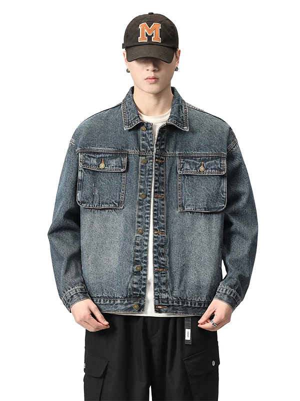 

American Retro Fce Lined Thiened Denim Jaet Men's Winter New Sle Warm Workwear Jaet Cotton Clothes Trendy