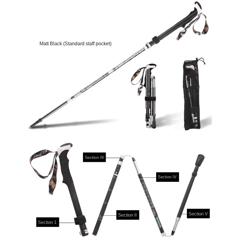 Ultra-light Carbon Telescopic Crutches Carbon Fiber Folding Hiking Poles Outdoor Hiking and Climbing Equipment