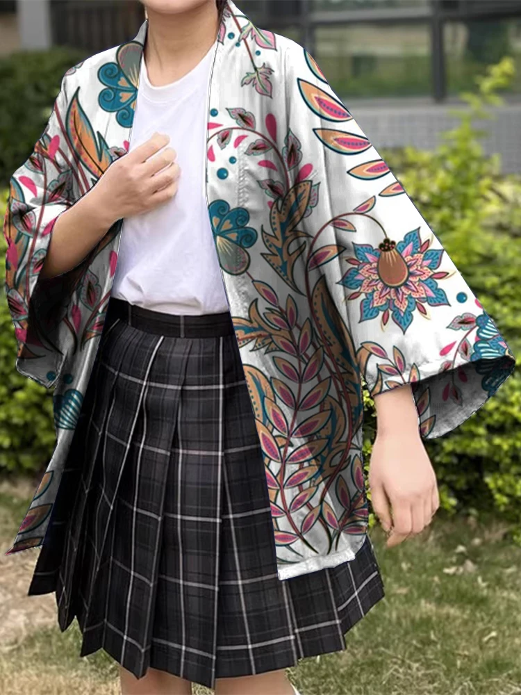 Zomervakantie bedrukt Japans kimono Aziatisch kostuum - Casual vakantiemode dameskostuum voor cosplay of grote maten aankleden