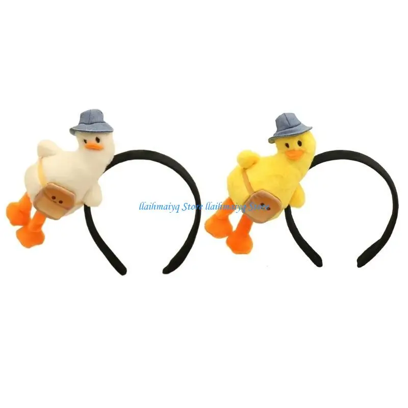 

573B Cartoon Plush Duck Hairhoop Duck Hairband Music Festival Hairband Party Headwear Adult Girl Duck Headband