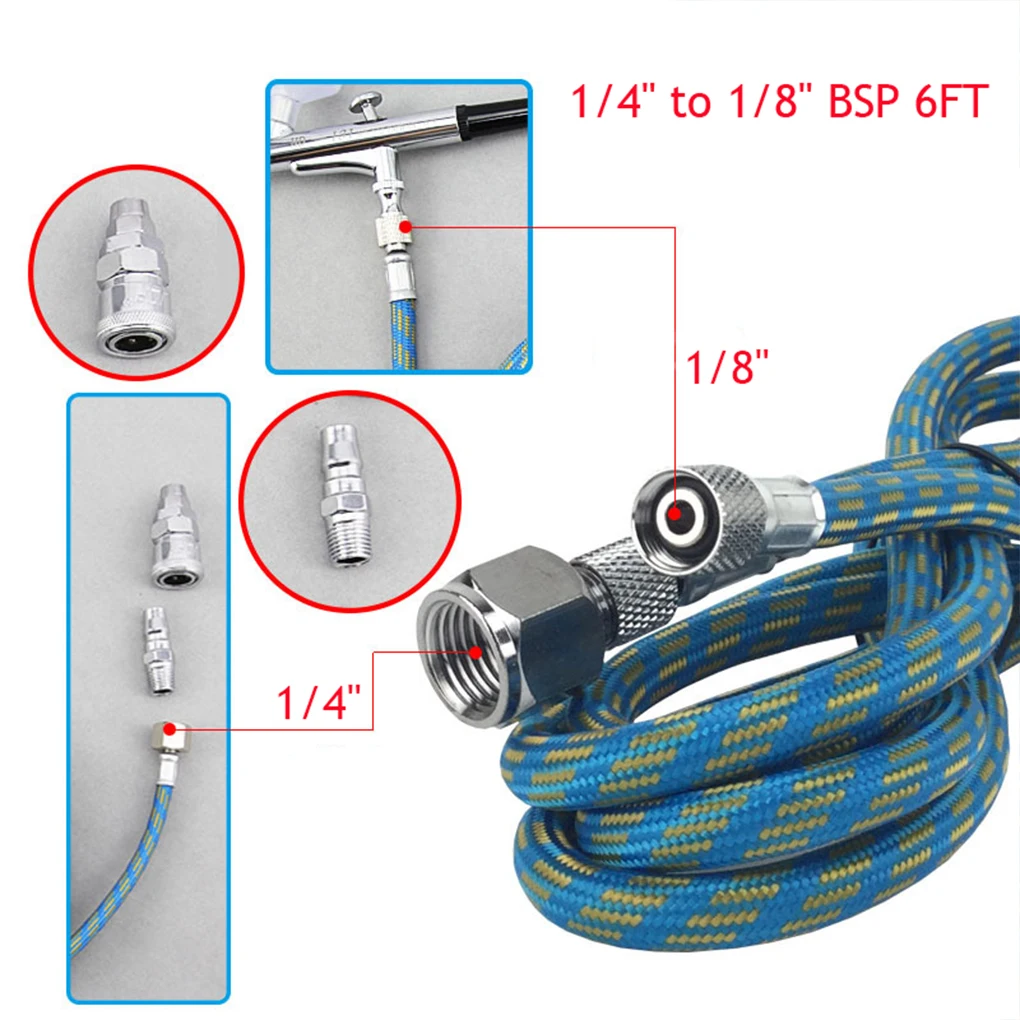 대부분의 에어브러시 키트용 에어브러시 호스, 1/4 1/8 BSP 호스, 1/8 수-1/4 암, 1.8 미터, 6FT 호스