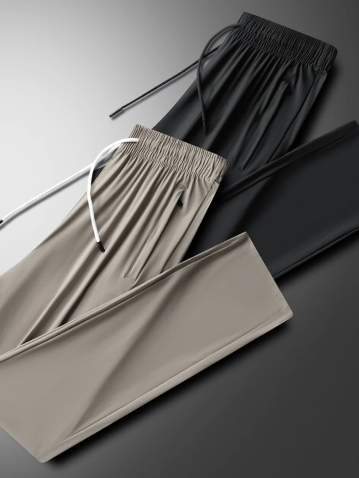 

Tee-Proof Luxury Ice Silk Qui-Dry Men's Casual Loose Straight High Elastic Summer Thin Air Conditioning Running Sports Pants