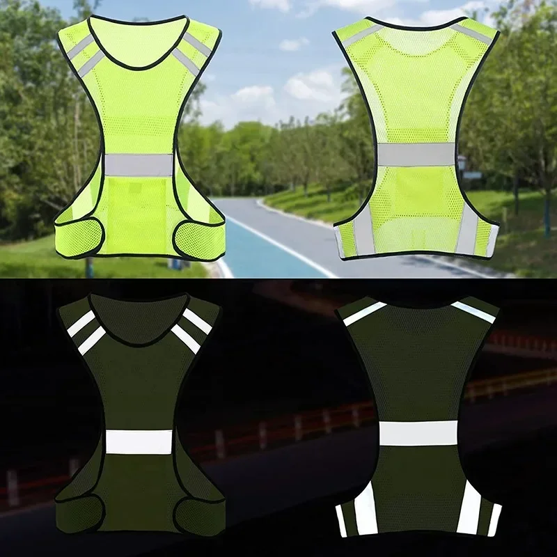 Hot Reflective Vest High Visibility Breathable Safety Vest Fluorescent Mesh Vest Suitable for Night Running Cycling Hiking Sport