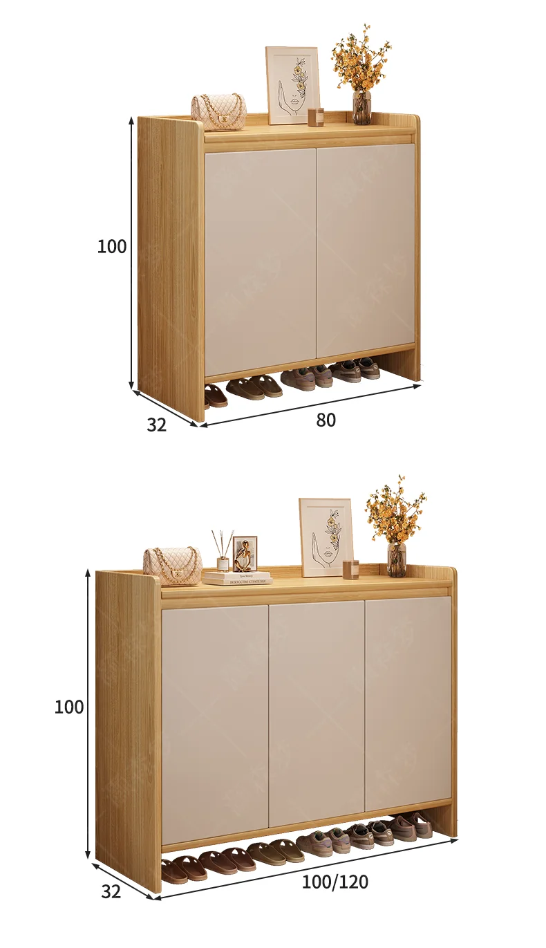 Shoe cabinet household door corridor storage cabinet integrated against the wall