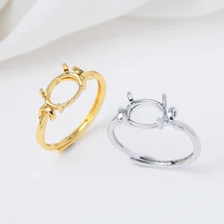 3Pcs 4 Claw Oval Adjustable Ring Settings Brass 18K Gold Plated 7x9mm Semi Mount Ring Base Blank For Diy Rings Jewelry Making