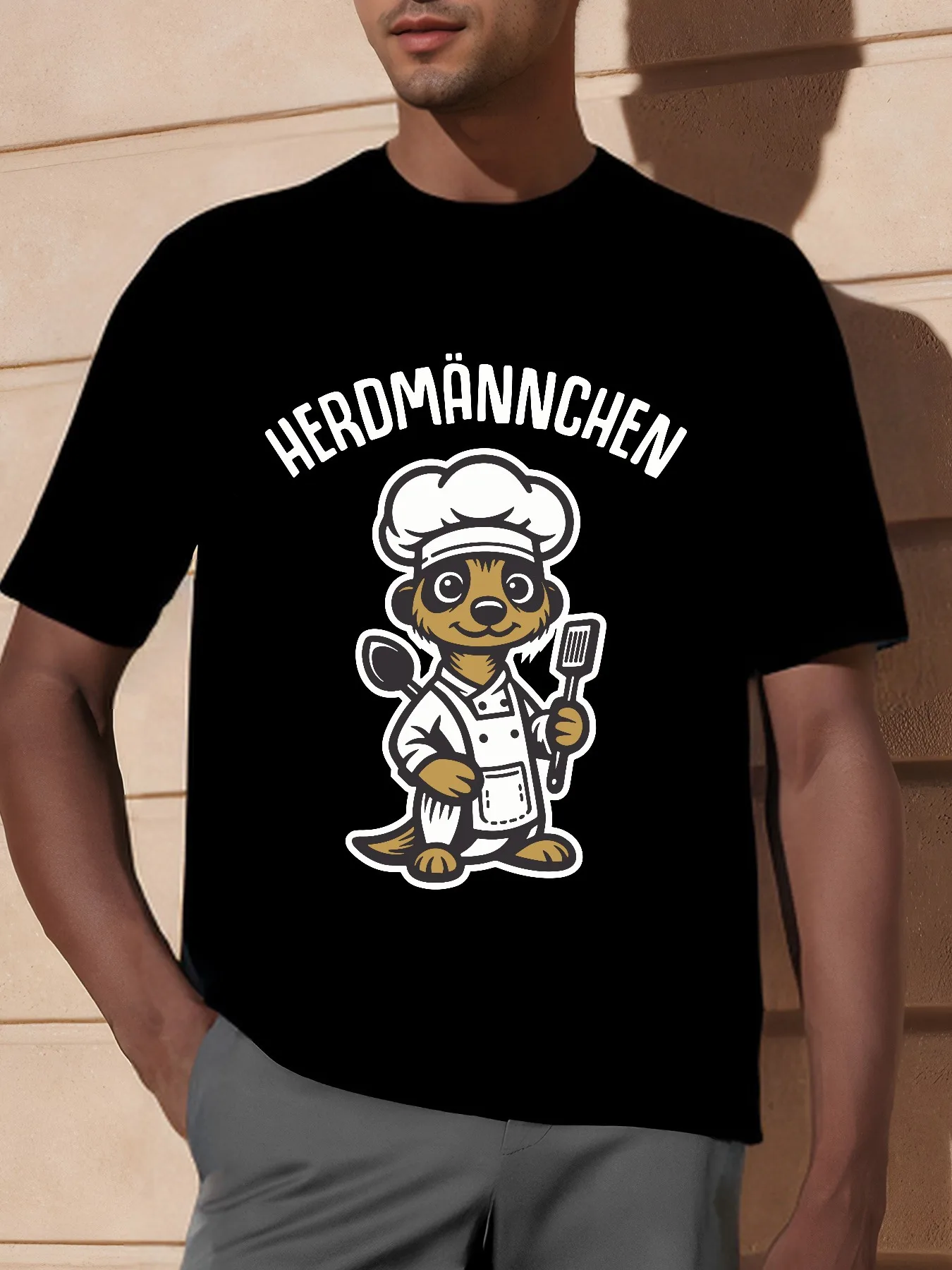 T-Shirt HERDMÄNNCHEN Meerkat Cooking Chef Kitchen Food Cartoon Men Unisex