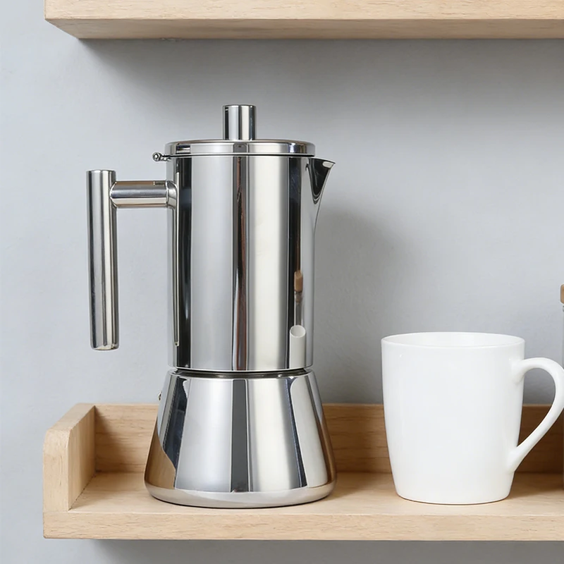 

Italian Style Moka Pot Food Grade 304 Stainless Maker Steel Espresso Coffee Maker Durable Home Camping Portable Machine