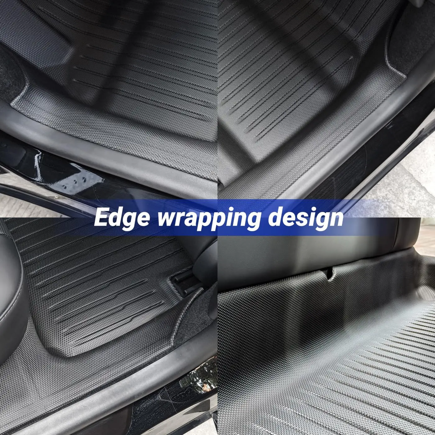 For Tesla Model 3 Highland 2024 TPE Full Cover Floor Mats With Door Sill Protector, Full Set Floor Liners Cargo Liner Seat Back