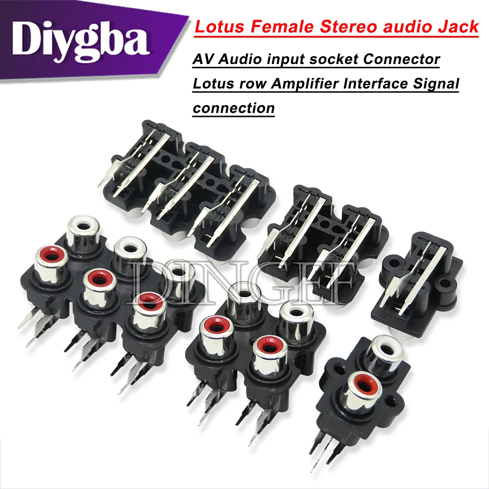 5PCS  2/4/6 Hole RCA Female Stereo Audio Jack AV Audio Input Socket Connector Lotus Row Amplifier Interface Signal Connection