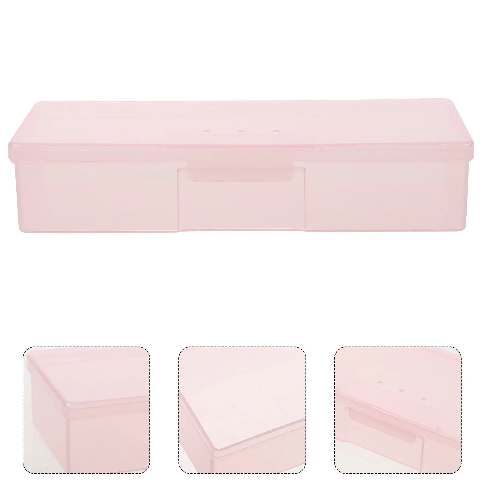 Portable Pink Nail Storage Box Nail Tool Organizer Large Capacity Long Case Manicure Supplies Organizer for Home Salon Use