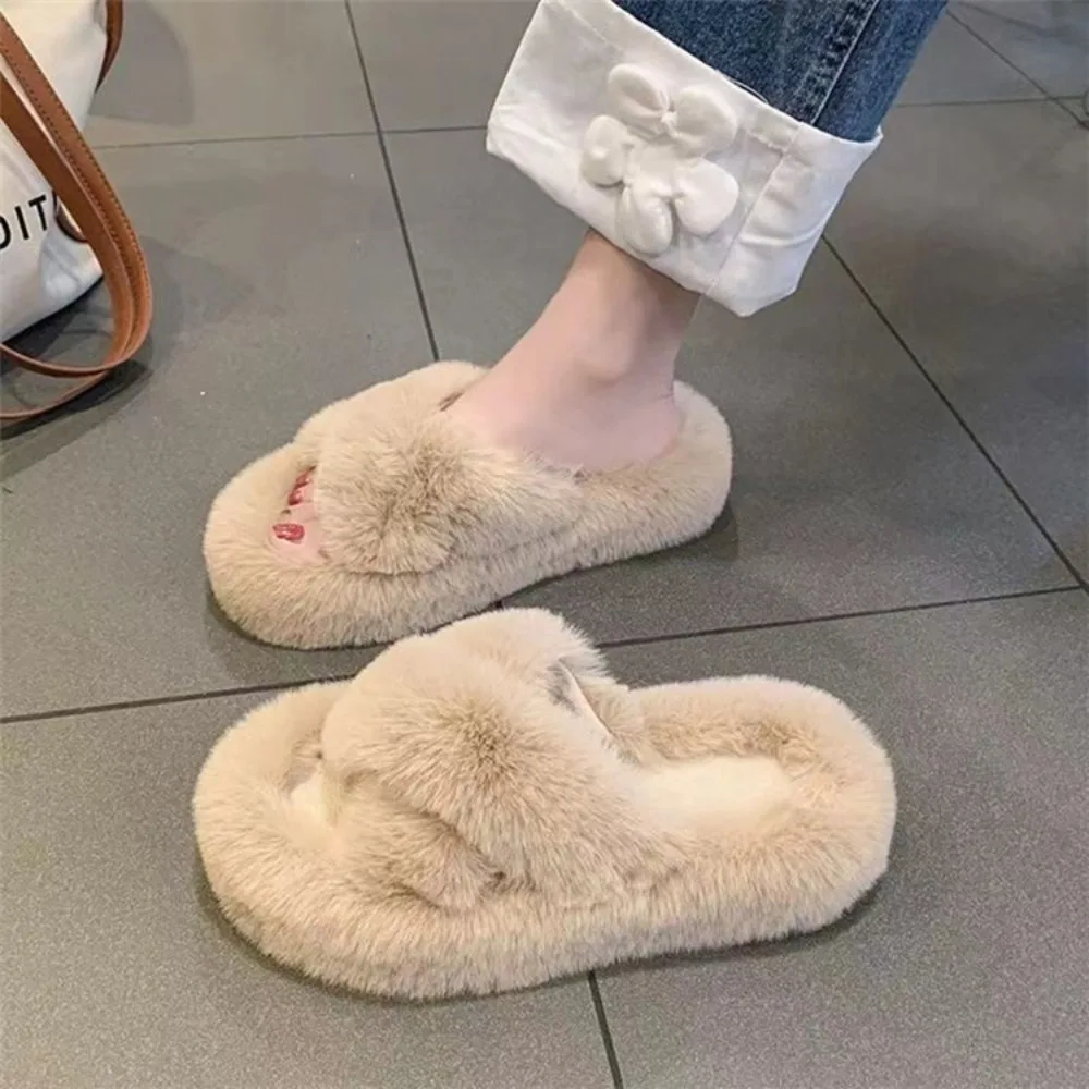 

Soft Slides Homewear Slippers Anti Slip Open-toe Flat Slippers Footwear Solid Color Slippers Women Winter