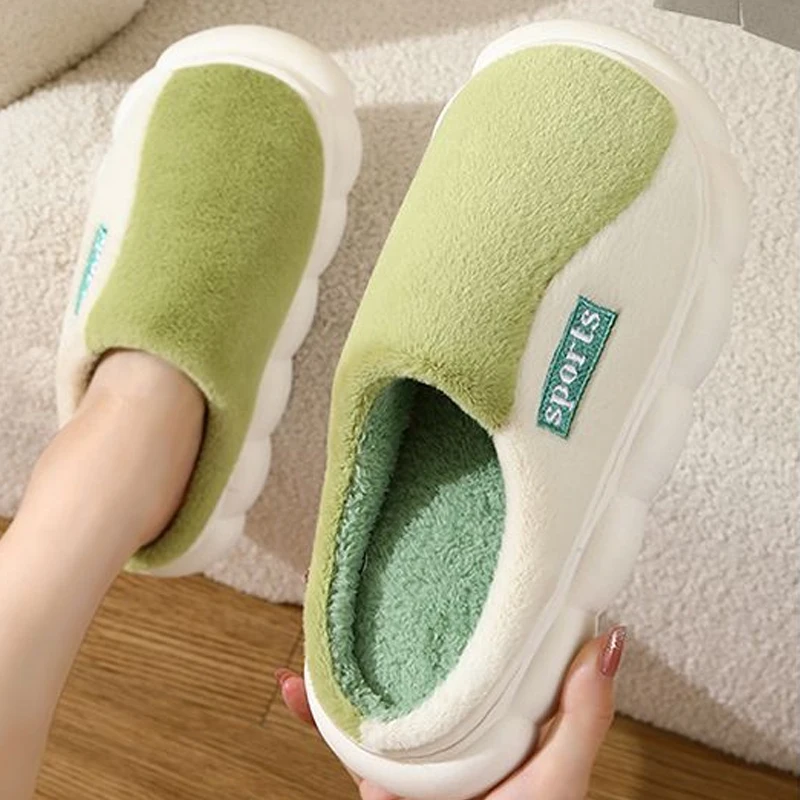 Winter Warm Fur Slippers Men Women Couples House Non Slip Soft Shoes Comfort Flat Heel Home Indoor Bedroom Plush Slippers