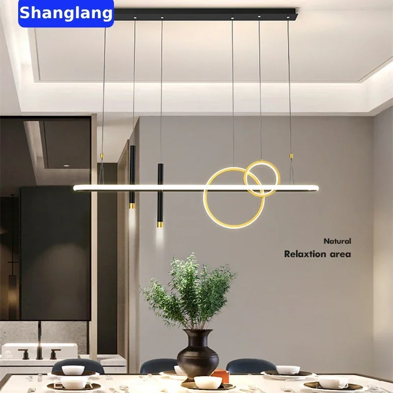 

Modern Creative Black LED Pendant Lamp Black Dining Room Chandelier For Living Room Cafe Bar Kitchen Island Table Hanging Lamp