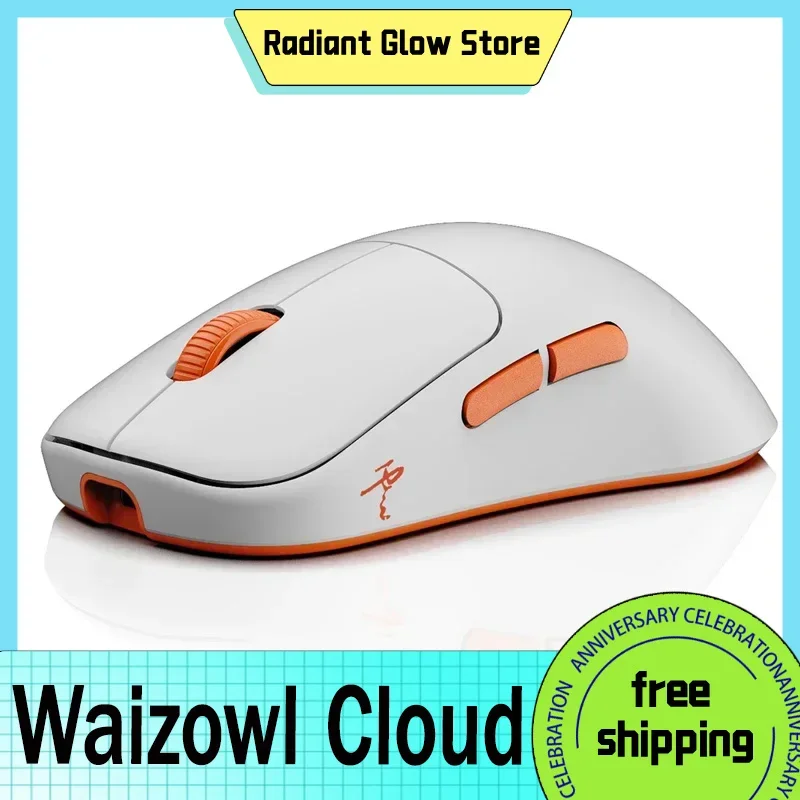 

Waizowl OGM Cloud Mouse Dual Mode 2.4g Wireless Paw3395 custom E-Sports Gaming Mouse Accessory Red/ White For Computer Gift