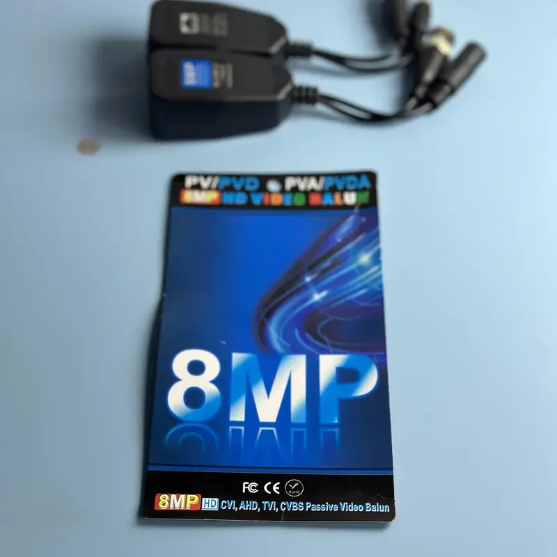 8MP 2 IN 1 HD Video Balun BNC TO RJ45 Transceiver Coax BNC And DC Connectors For 8MP HDCVI HDTVI AHD Analog Camera
