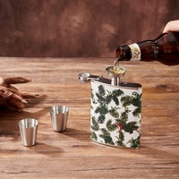 8oz/220ml Portable Flagon Hip Flask Set With Cup for Whiskey Vodka Wine Pot Alcohol Outdoor Gift Box Drinking Bottle Tools