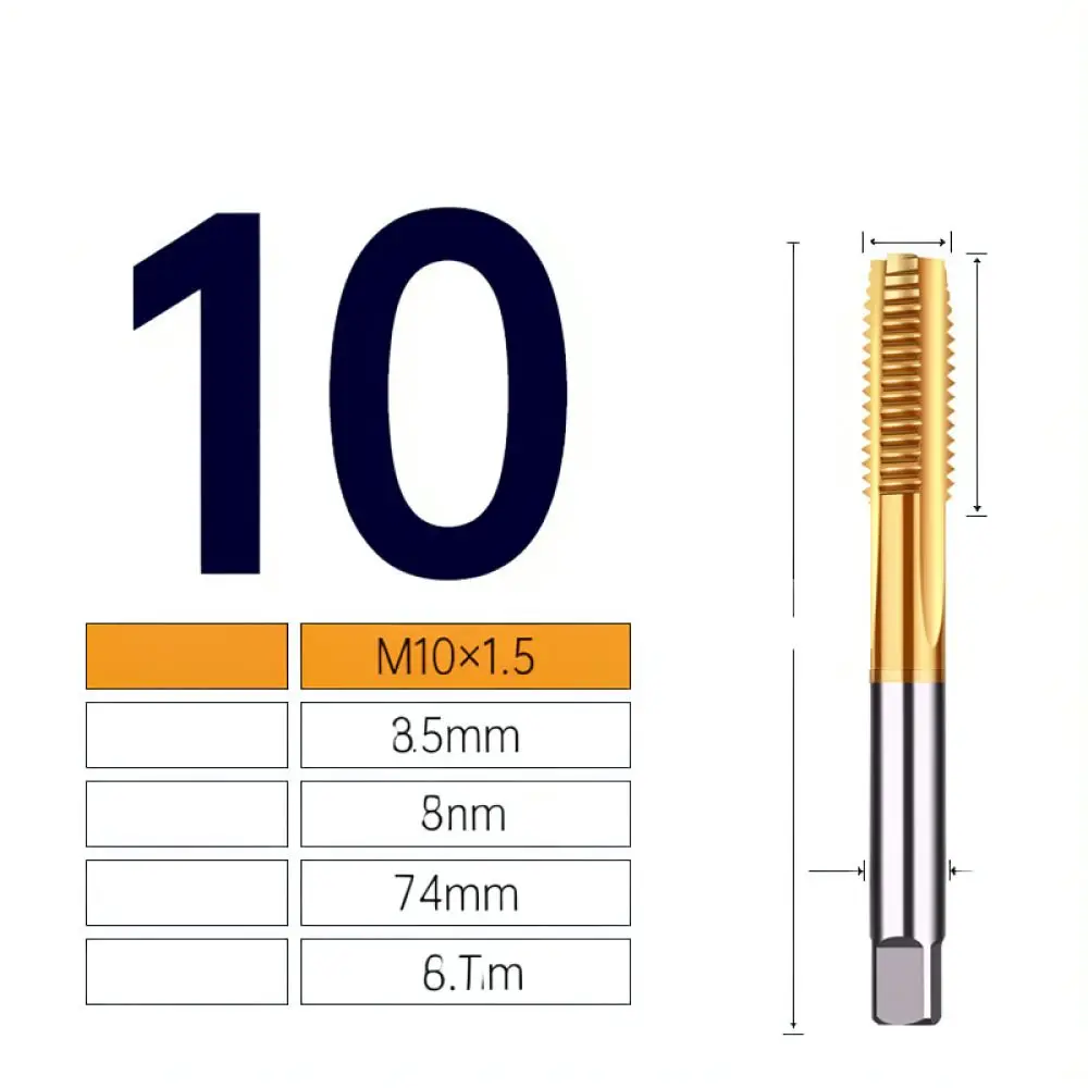 Titanium Coated HSS 6542 Machine Thread Tap Spiral Point Straight Flute Drill Bit For Stainless Steel Metal Processing Tool