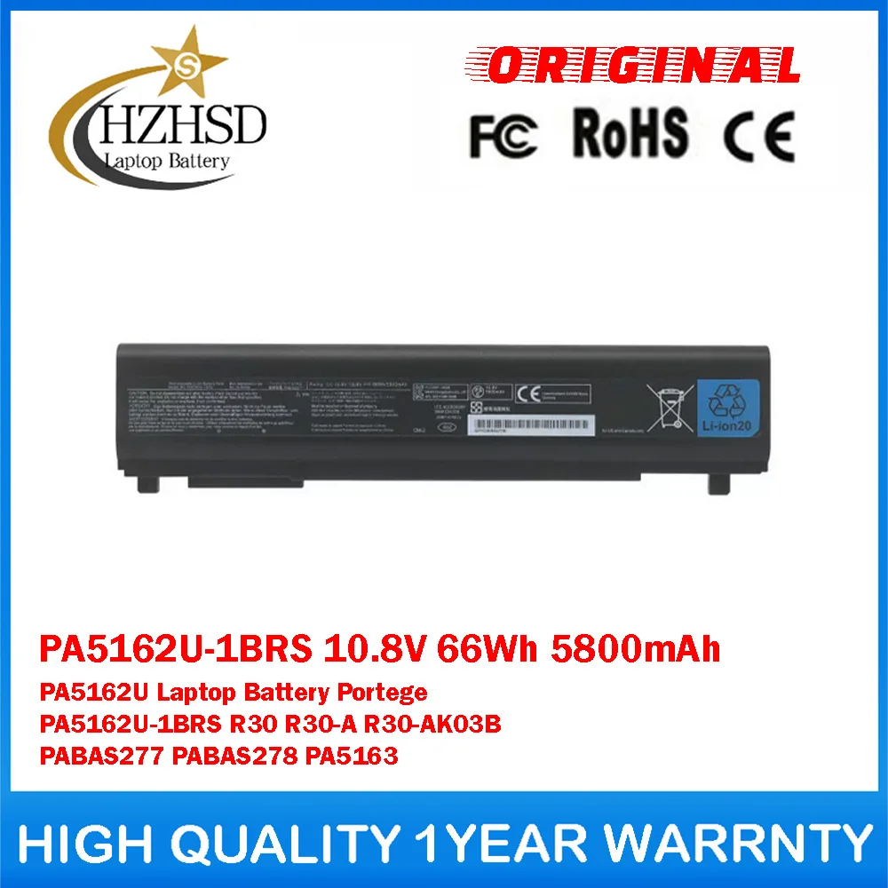 PA5162U-1BRS 10.8V 66Wh 5800mAh PA5162U Genuine Original Laptop Battery For Toshiba Portege PA5162U-1BRS R30 R30-AK03B PABAS277