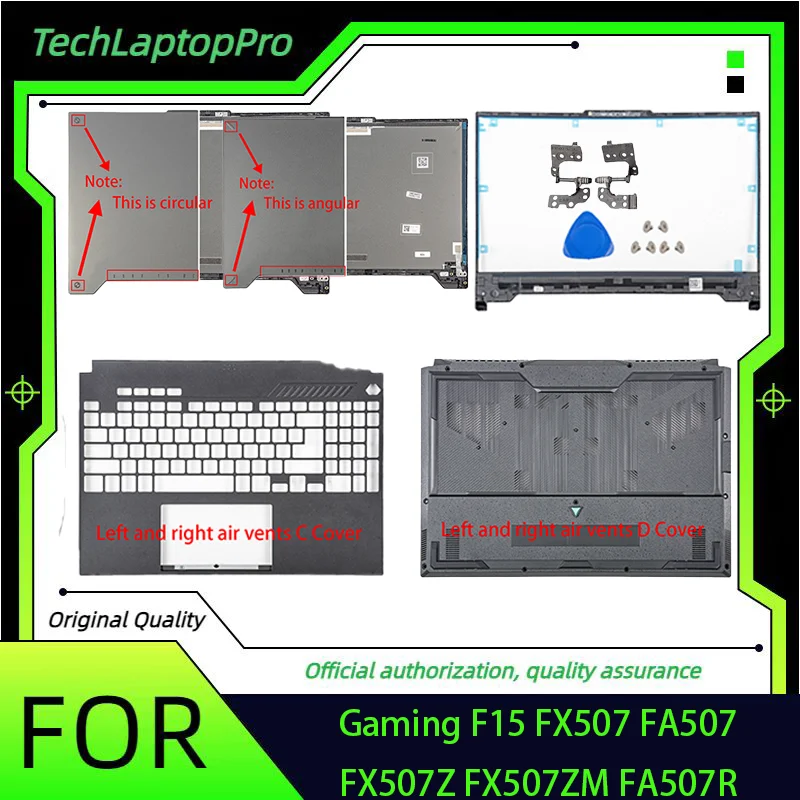 For TUF Gaming F15 FX507 FA507 FX507Z FX507ZM FA507R LCD Back Cover/Bezel/Palmrest/Bottom/Hinges Replacement
