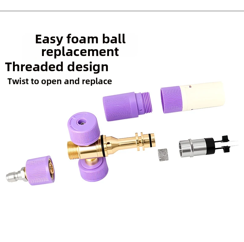 Pianownica do nawadniania, pianownica, wysokociśnieniowa myjka samochodowa, wysokoprodukująca pianę pianownica PA, rozpylacz z kulką grawitacyjną, dysza ABS miedź fioletowy